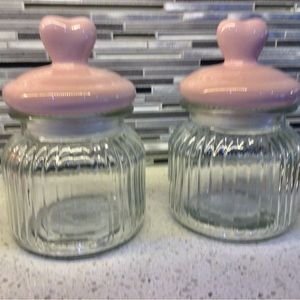 Valentine’s Day pink heart top lid jars set of two